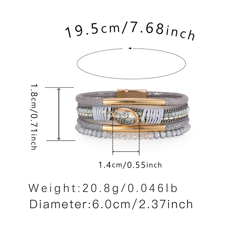 Bohemian Geometric Pu Leather Braid Artificial Crystal Womenu0027S Bracelets