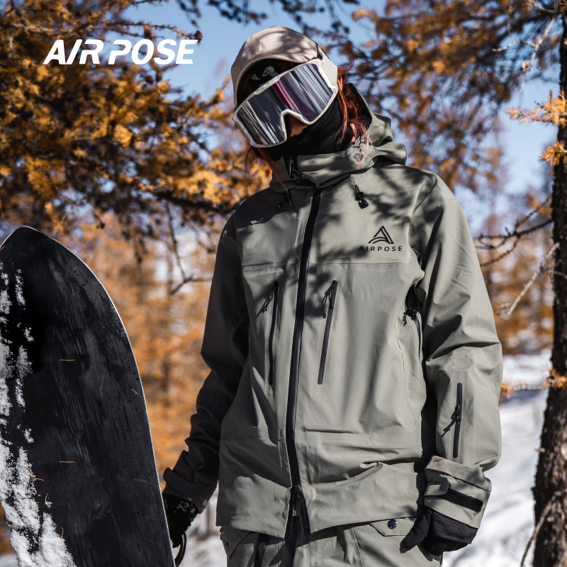 (2개) AIRPOSE2023 새로운 3L 하드 쉘 스키 세트 여자 싱글 보드 남자 더블 보드 방수 내마모성 세트 탑