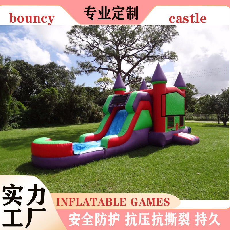 Foreign Trade Inflatable Castle Indoor and Outdoor Small Slide Trampoline Household Children's Jumping Bed Amusement Equipment Manufacturer