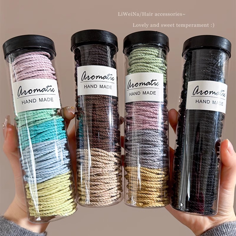 alta elasticidad, banda de goma duradera, hilo sin costura, cuerda de cabello baja, anillo de cabello para mujeres, cubierta de cuero, toque de cabeza