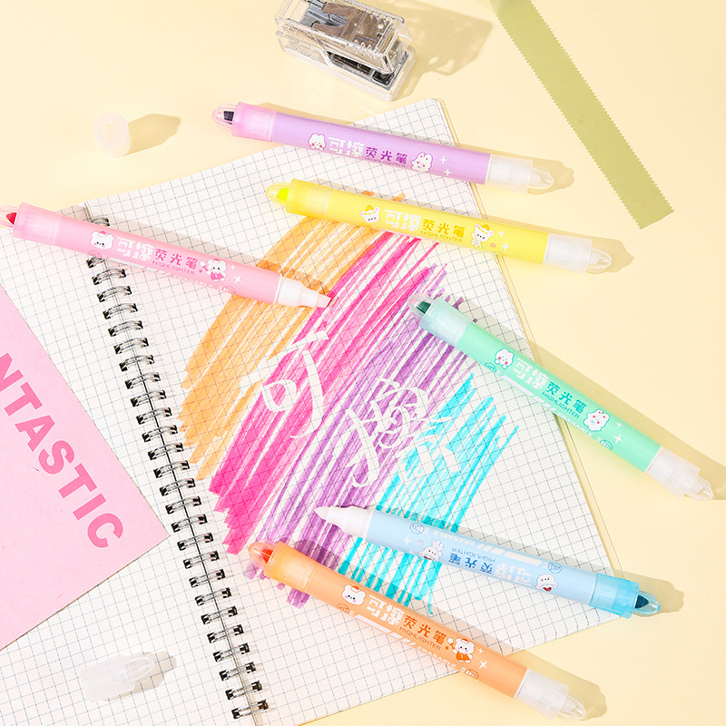 Creativa de doble cabeza borrable resaltador de gran capacidad estudiante clave marcado pluma graffiti a base de agua lavable mano cuenta pluma
