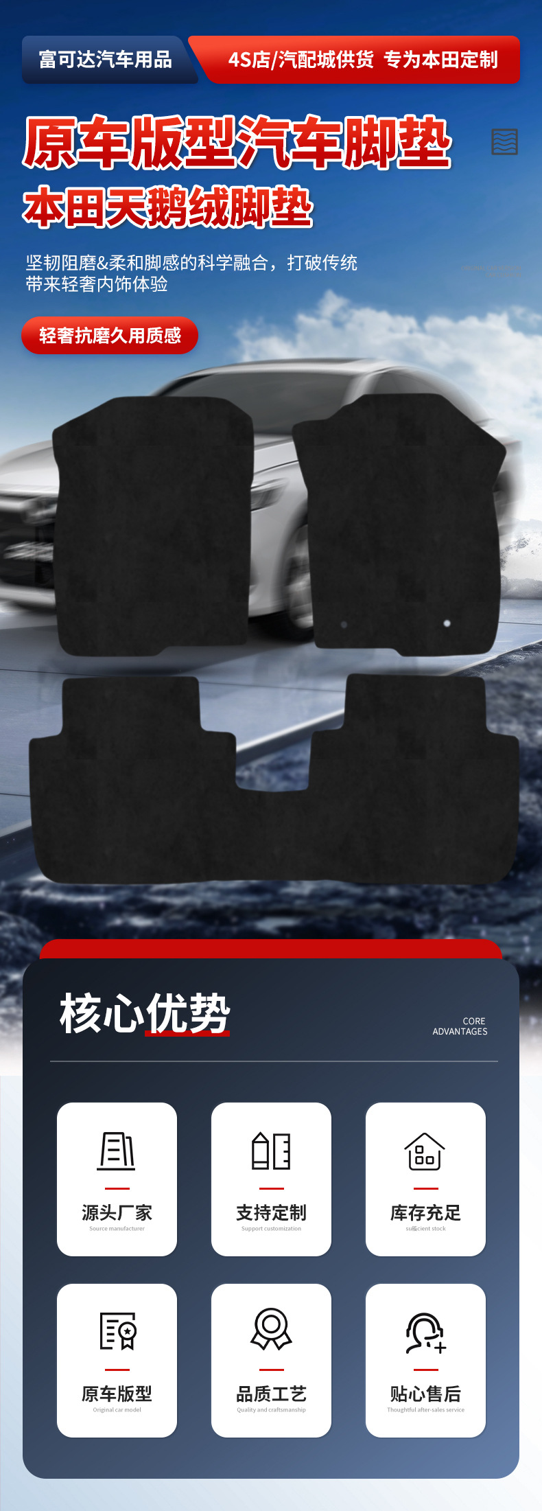 Suitable for All Honda Car Models, Custom-Made Dirt-Resistant Velvet Floor Mats for Honda Crv