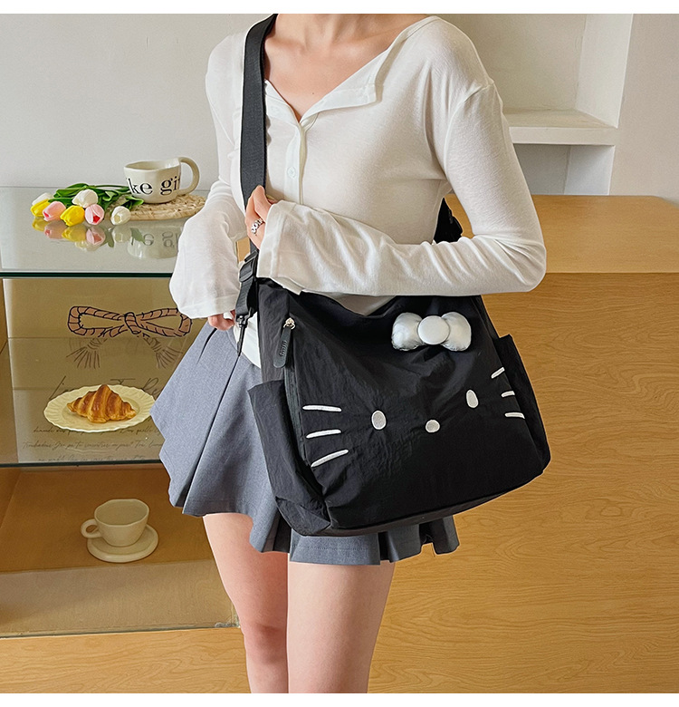 Cross-border Nylon Women's Bag 2026 New Style Large Capacity Cute Little Cat Single Shoulder Bag Bow Tote Bag Backpack