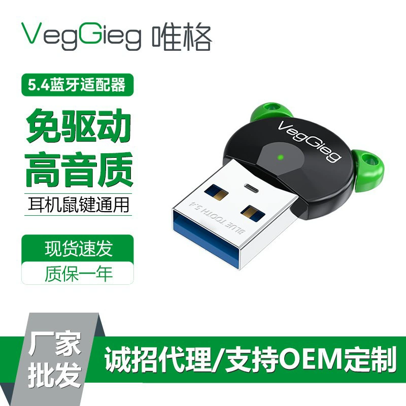 USB Bluetooth адаптер VegGieg, Bluetooth 5.0/5.3/5.4 для наушников, мыши, клавиатуры, автомобиля (3,5 мм)