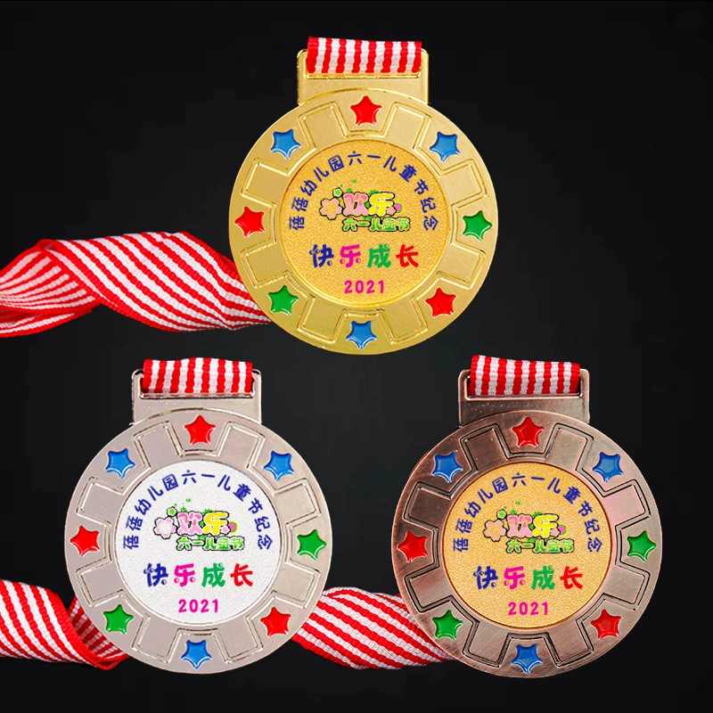 Универсальный Детская Золотая фольга медаль, делая игры список решений день детей памятная медаль список