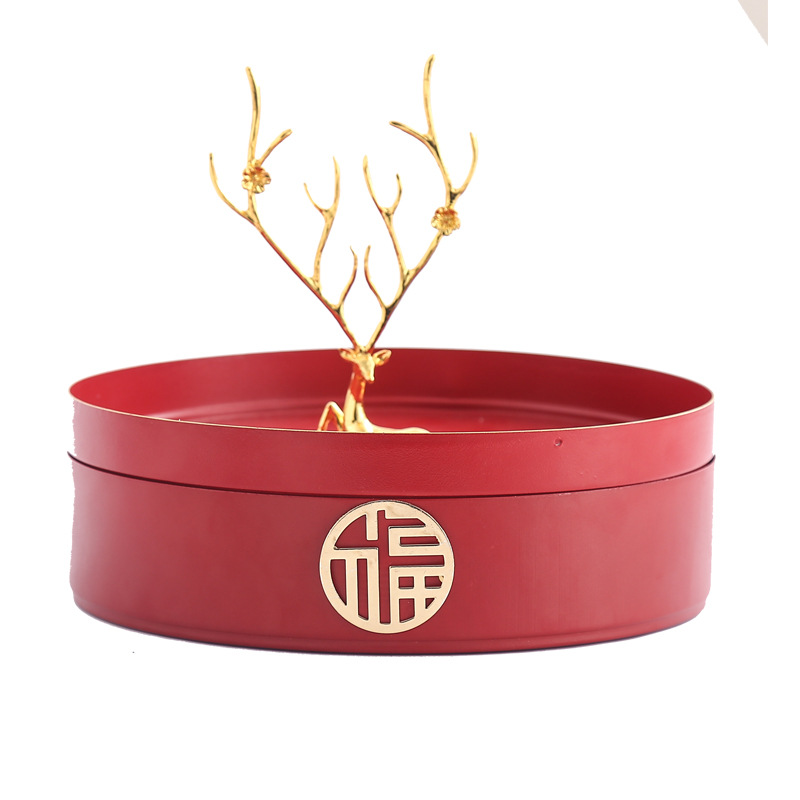 Hogar sala de estar Luz de lujo doble capa compartimiento giratorio fruta seca snack fruta placa té Mesa creativa boda dulces caja de almacenamiento