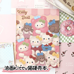 かわいい油絵Kitty猫A5ノート新型ケイティ猫手帳学生メモ帳少女カラーページ本