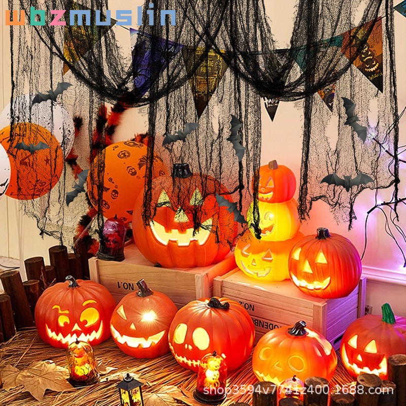Decoración de Halloween gaza multicolor rover agujero colgar tela fantasma casa embrujada suministros de fiesta agujero de red