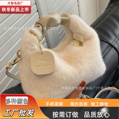 高级感秋冬新款毛绒包手提包秋冬时尚百搭通勤毛茸茸小众斜挎包女