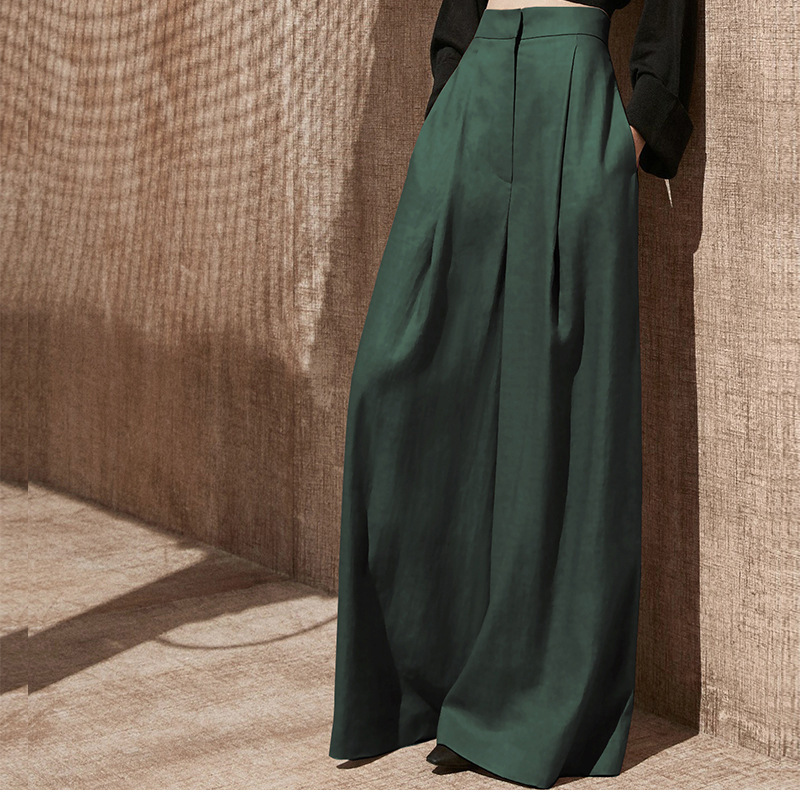 In-Stock Manufacturer Direct Wholesale High-Waisted Drapey Wide-Leg Pants Thin Casual Pants Floor-Length Pants Wide-Leg Pants for Women Slimming Effect