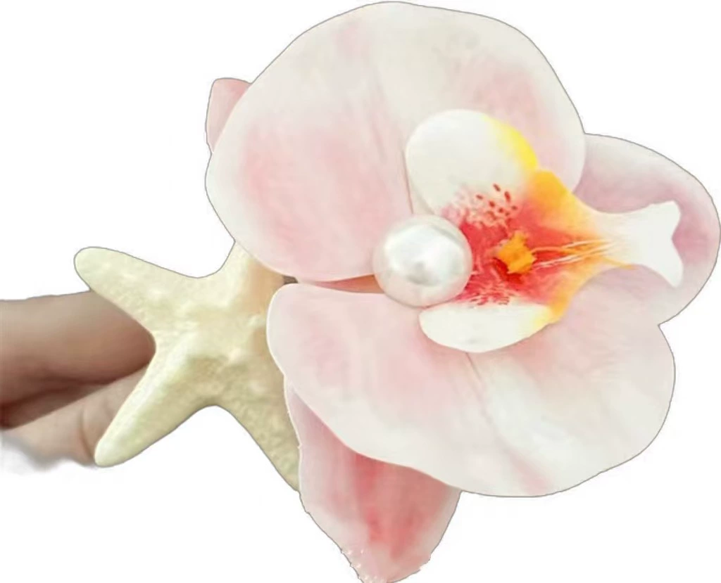 Hairgrip floral clips, princess French-style phalaenopsis & plumeria, multi-size duckbill & pins