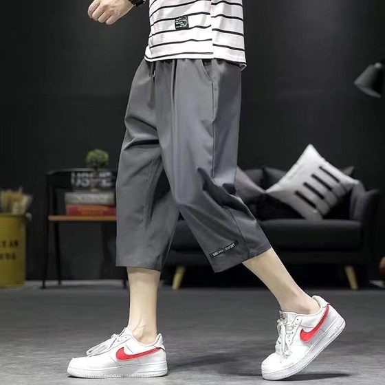 Summer Capri Pants Men's Trendy Brand Fashion 2025 New Teenager plus size Straight Five Quick Dry Beach Pants