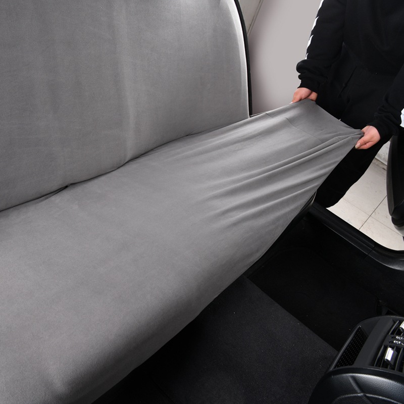 Thickened elastic car rear seat cover made of German velvet fabric, integrated backrest and seat cushion cover, suitable for all seasons