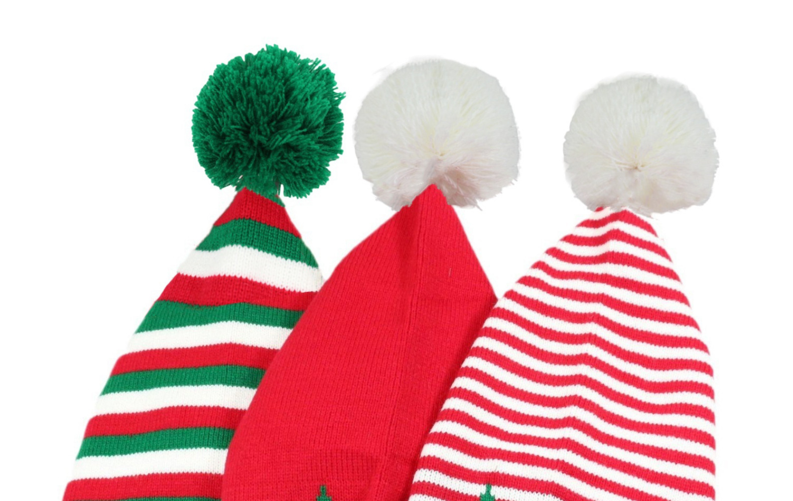 Adult knitted Christmas hat Elf Santa Beanies Red and green knitted crochet hat_voghion.com