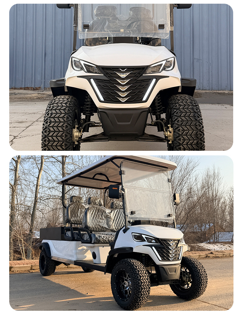 Golf Cart with Cargo Bed, 4-Wheel Electric 4-Seater Beach Car