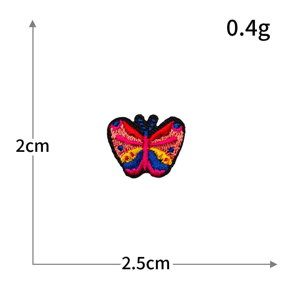 Pegatinas de tela de bordado de mariposa de color, sin costura, bordado por computadora, accesorios de ropa de bricolaje, pegatinas decorativas, pegatinas de parche, personalización al por mayor