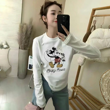 卡通米奇磨毛打底衫女2025冬加绒独特高级感漂亮T恤修身内搭上衣