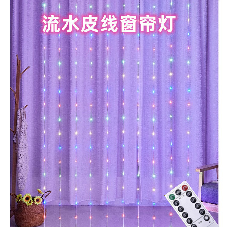 LED cable de cuero alambre de cobre 3x3m USB control remoto de agua dormitorio lámpara cortina decoración de Navidad atmósfera lámpara de cadena