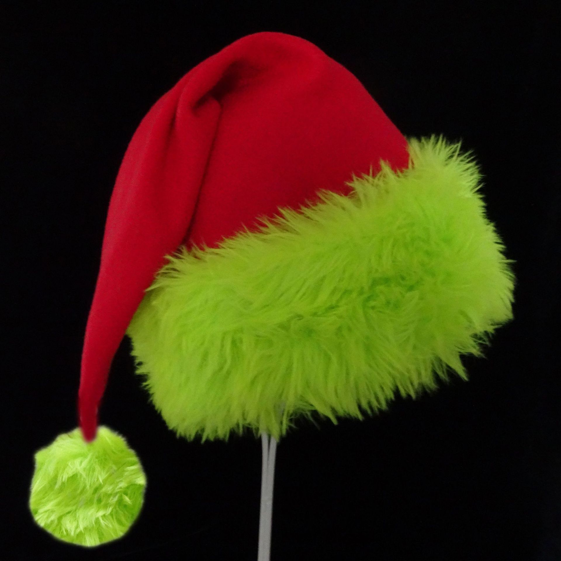 Sombreros de Navidad rojos y verdes transfronterizos nuevos sombreros de Navidad peculiares suaves de peluche corto decoración de sombreros de Navidad rojos y verdes