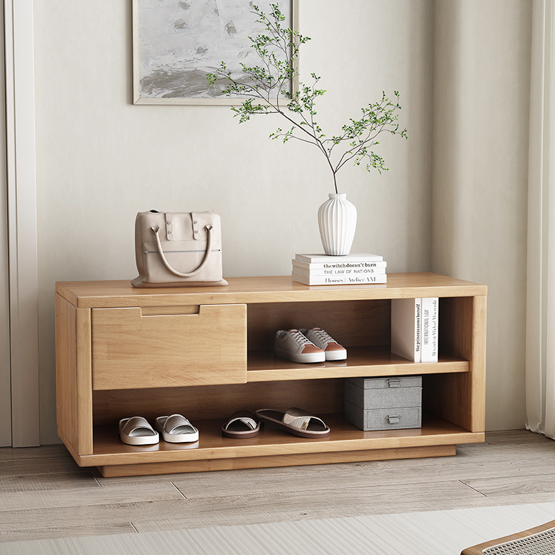 Wooden shoe bench for home, entryway, shoe rack, modern minimalist, integrated seat and shoe cabinet, with drawers