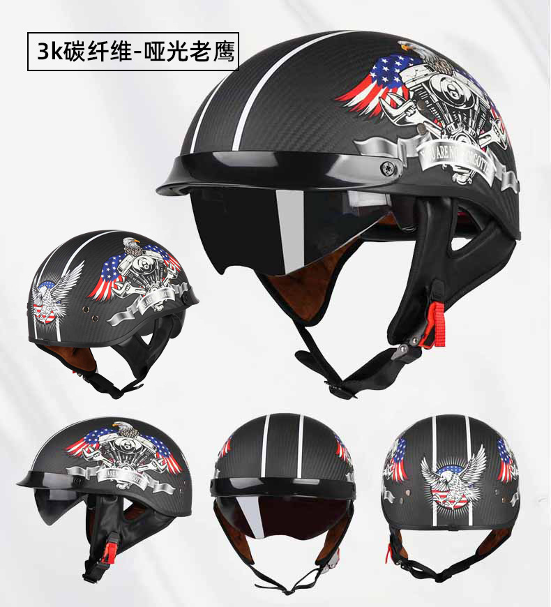 Carbon fiber half helmet motorcycle helmet retro 3C certified men's summer helmet for motorcycles, motorbikes, electric vehicles, women's all-season helmet