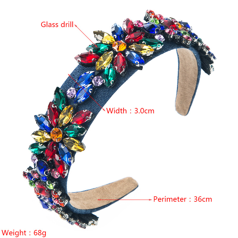 Fashion Shiny Stained Glass Drill Headband Simple Broad-brimmed Headband Hair Accessories display picture 1