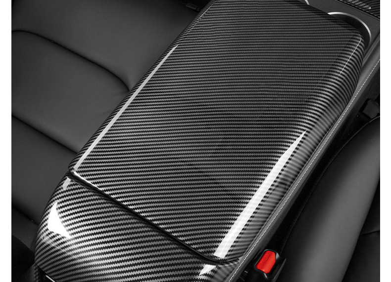 Tesla Model 3/Y Armrest Box Cover Carbon Fiber Pattern Protective Cover Center Console Interior Accessories 2022 Old Model