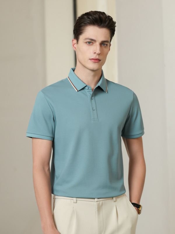 50 210 gramos de doble cara lascel merceria 7A antibacteriano personalizado polo camisa de manga corta impresión de bordado LOGO