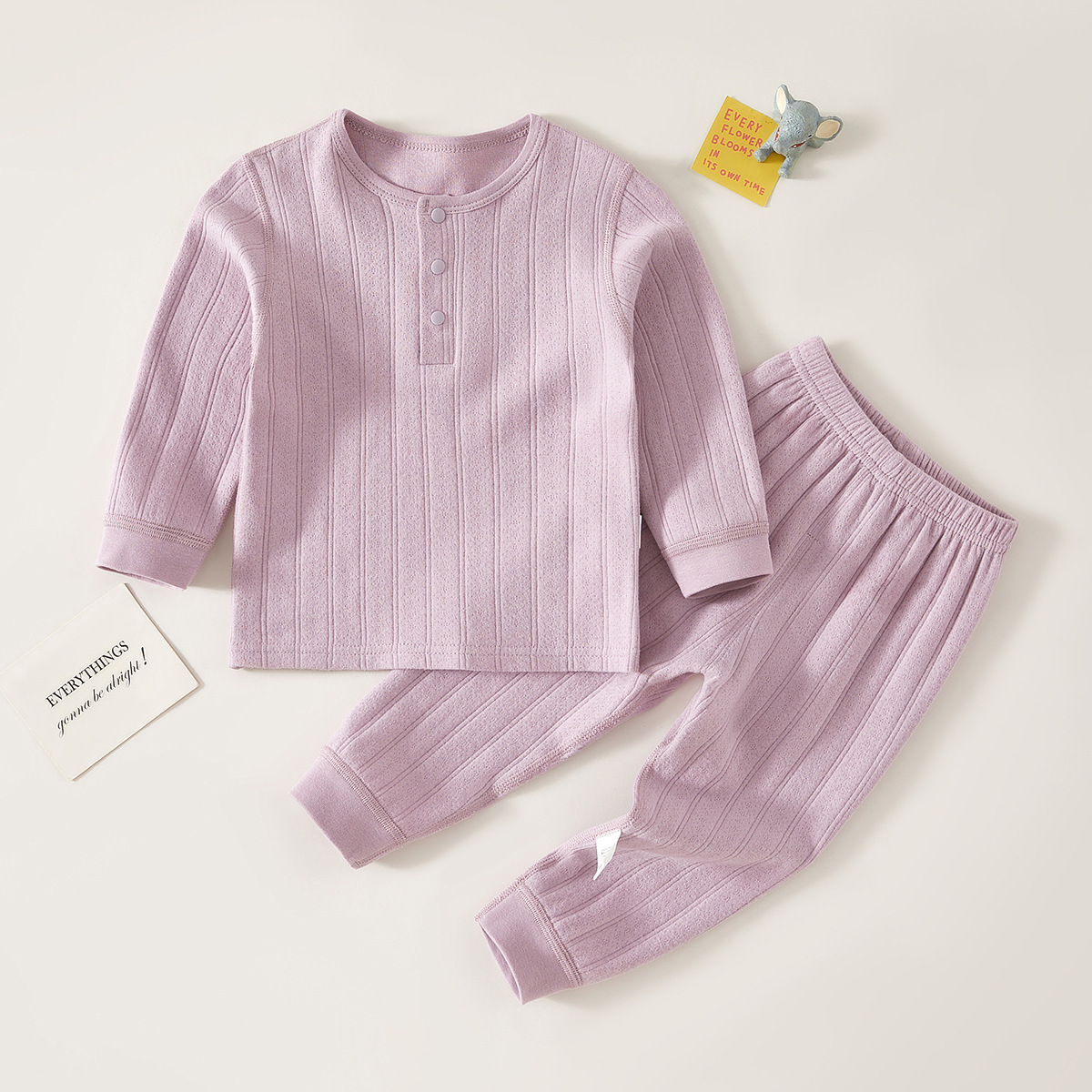 Children's Autumn Clothes Autumn Trousers Spring and Autumn suit Baby Clothes Boneless Cotton Baby Bottoming Cotton Pajamas Round Neck Underwear