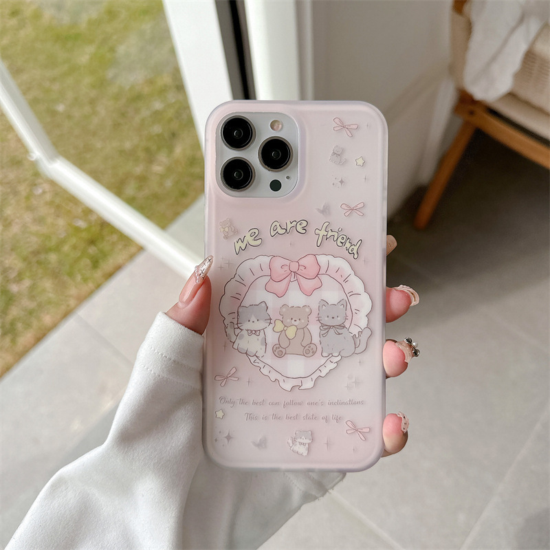 Girl ins Love Bear Cat Adecuado para Apple 16ProMax Funda para teléfono iPhone 13/14 Pulsera 15 Nuevo