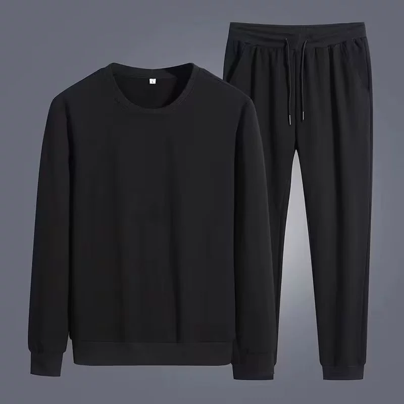 Модные повседневные осенние брюки с круглым вырезом рукава свитера 2024 новый модный сплошной цвет повседневный спортивный костюм