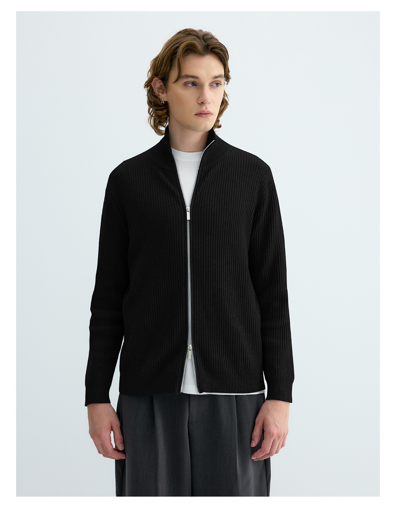 UNF Ribbed Knit Zip-Up Cardigan