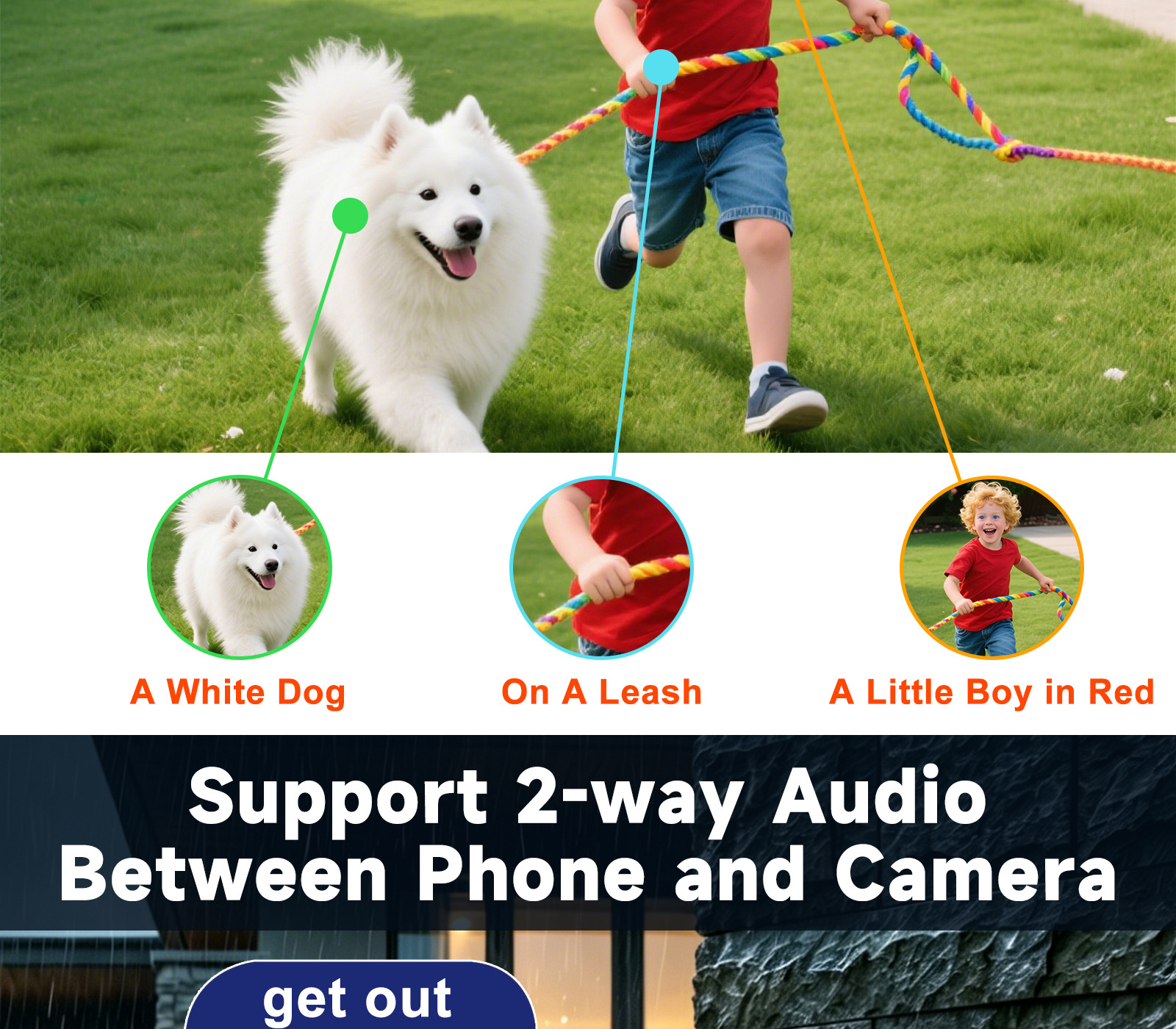 Cross-Border Dual-Lens Panoramic Night Vision HD Wireless WiFi Camera with Linkage Tuya Smart Monitoring