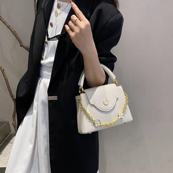 New high-end feeling chain fashion portable small foreign trade leather shoulder slung bucket bag universal women's bag