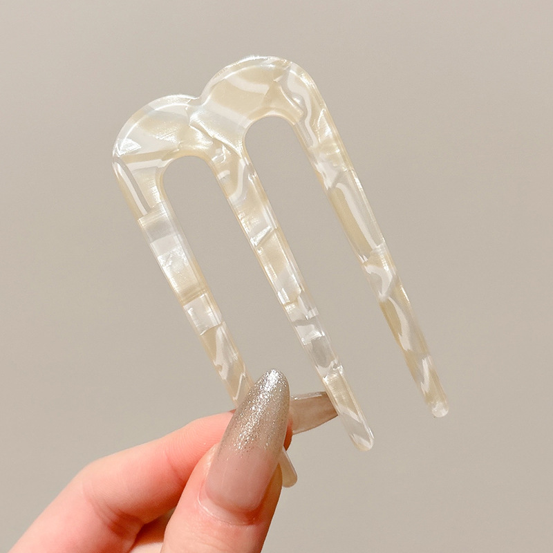 2025 nueva horquilla en forma de U accesorios para el cabello con peine insertado para mujer horquilla