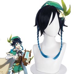 Original God GenshinConcert Cosplay Anime Wig Venti Braided Double Braid Upright Style Manufacturer Wholesale