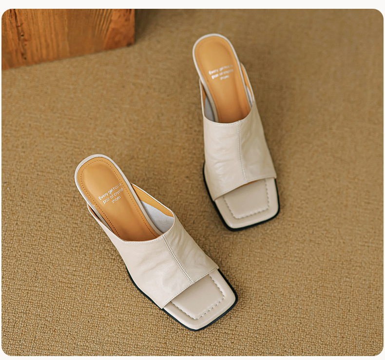 Sandal cao gót nữ hở mũi quai ngang da dê gót 7 cm kiểu Hàn Quốc — đen chi tiết 24