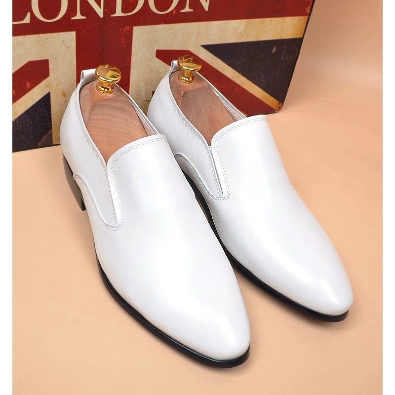 Летняя дышащая мужская белая педаль бизнес-повседневная кожаная обувь молодежный парикмахер увеличивает рабочую обувь