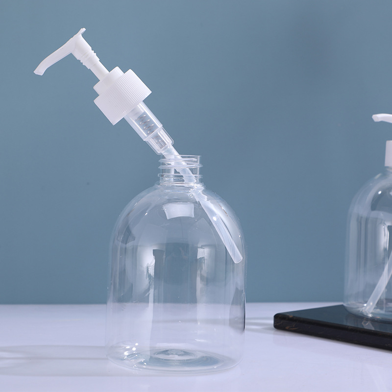 Botella transparente de 500ml para desinfectante de manos, botella de PET, botella vacía para desinfectante de manos tipo prensa, botella de embalaje, botella con boquilla para loción