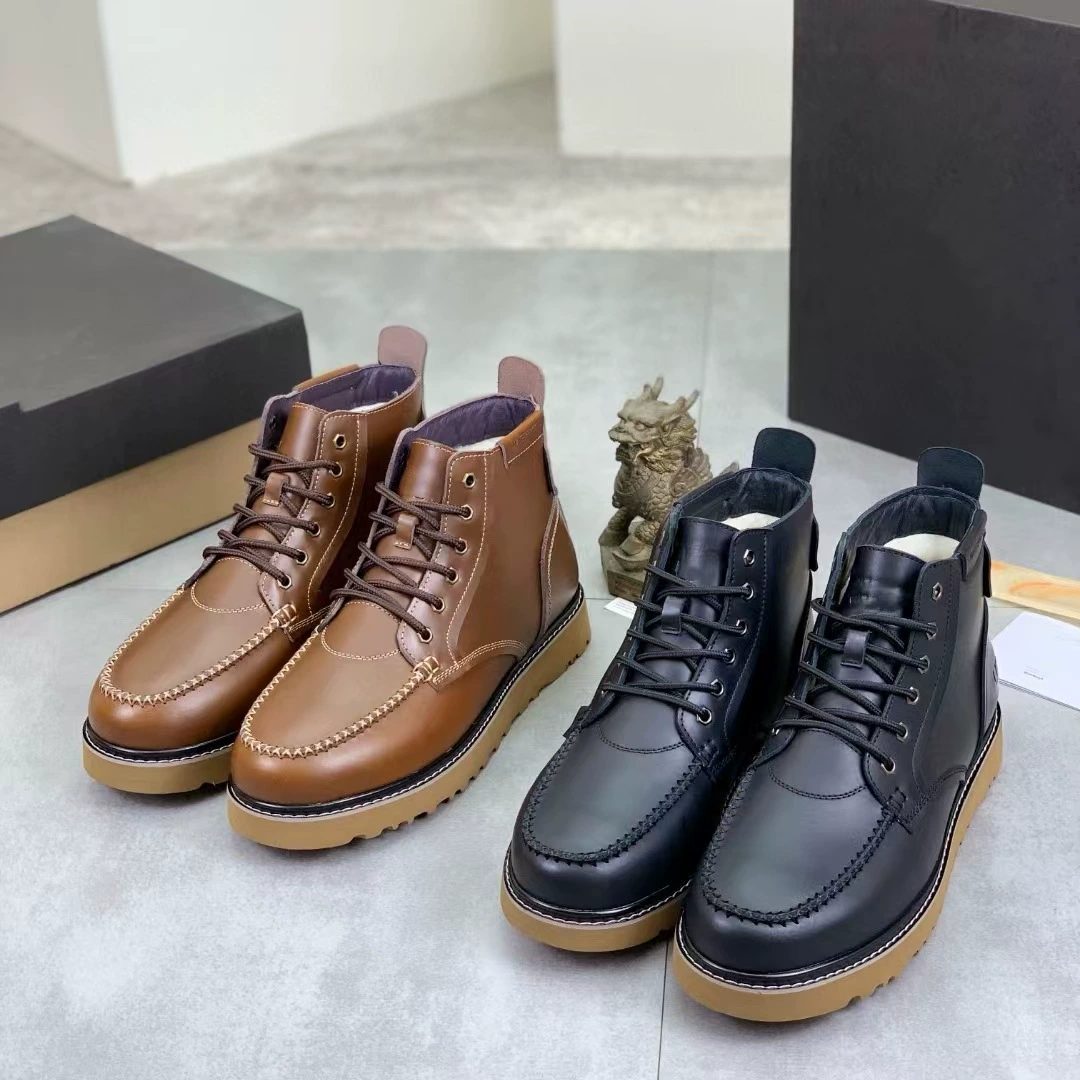 Martin сапоги мужские кожаные шерстяные снежные сапоги высокие британские тренды удобные и теплые плоские 2024 зимние новые