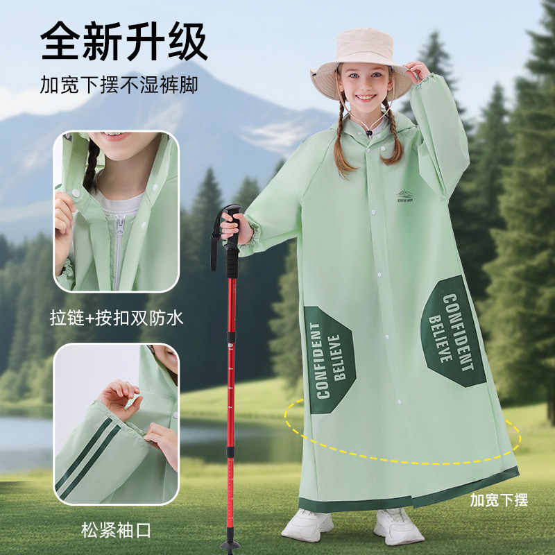 Children's Raincoat with Zipper, Long Style for Boys and Girls, Suitable for Primary and Secondary School Students, with a Dedicated Backpack Area, Full-Body Rain Poncho