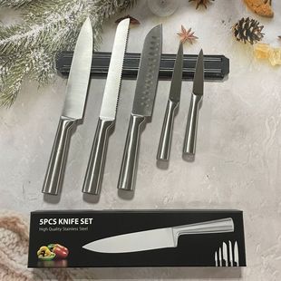 Cross-border Foreign Trade Kitchen All Stainless Steel 5-piece Chef Knife suit Sharp Meat Cutter Sande Knife Fruit Knife