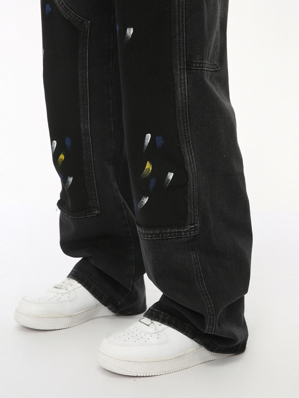 MTLCLOTHES Hombres| 2024 otoño nuevos productos de moda de graffiti diseño de empalme rectas jeans sueltos