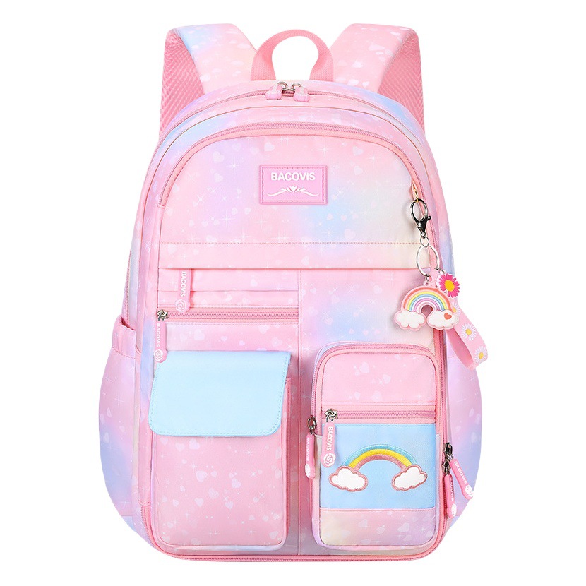 Bolsa de la escuela transfronteriza nueva pérdida de peso Arco Iris princesa chica columna vertebral protección escuela niños Escuela Primaria estudiante mochila al por mayor