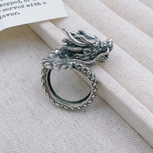 新中式霸气龙戒指S925纯银复古立体个性男士潮流显眼朋克风银指环