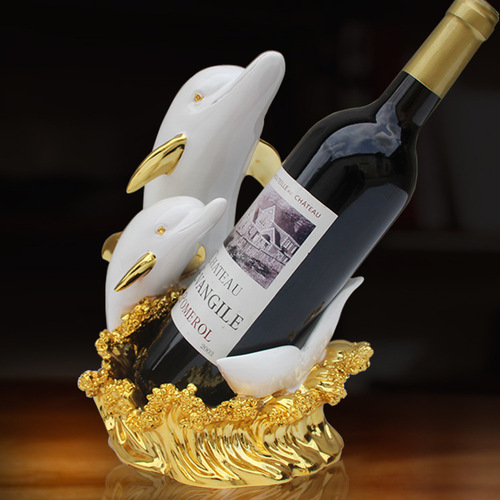 Creative European-style dolphin red wine rack ornament living room dining room wine cabinet decoration high-end housewarming home decoration