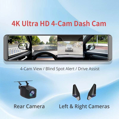 Cross-Border 12-Inch 4K Streaming Media Driving recorder