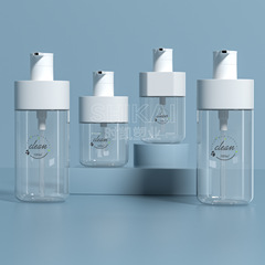 現品300ml 500mlの新型のプレス式のシャンプーの瓶の透明なプラスチックの入浴剤の瓶の洗浄保護のセットの瓶
