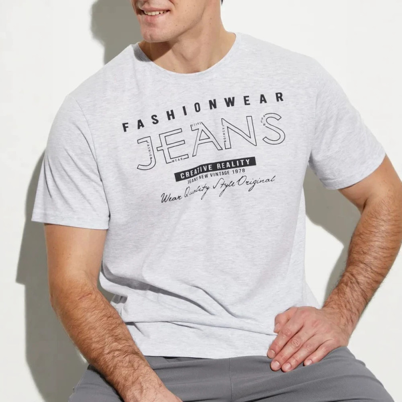 Cross-Border New Style Sports T-Shirt Short-Sleeved Men's and Women's Style Personalized Cartoon Text Printed Casual Top Round Neck Cotton T-Shirt
