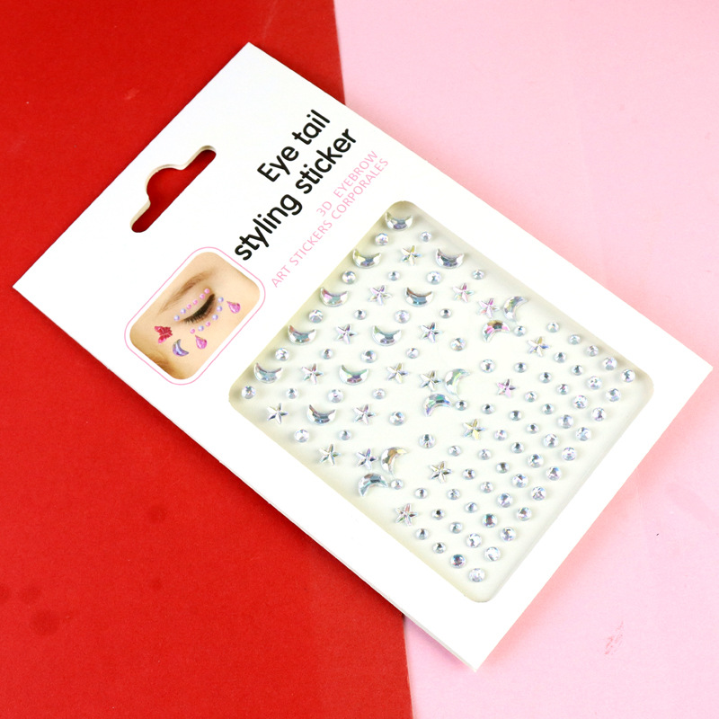 Transfronterizo AB diamantes coloridos joyas de maquillaje de ojos maquillaje facial pegatinas de diamante para niños espectáculo de escenario pegatinas faciales pegatinas de cristal perlas